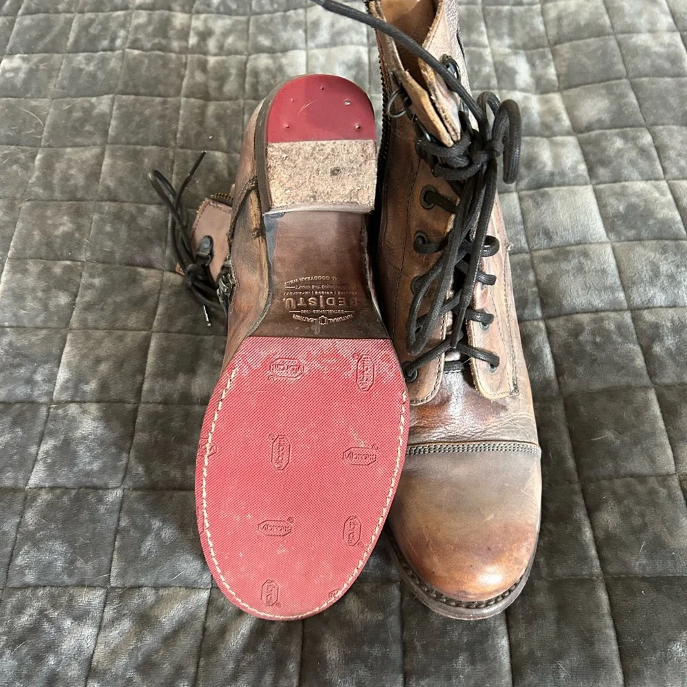 Bed Stu Metallic Leather Combat Boots - Picture 3 of 4